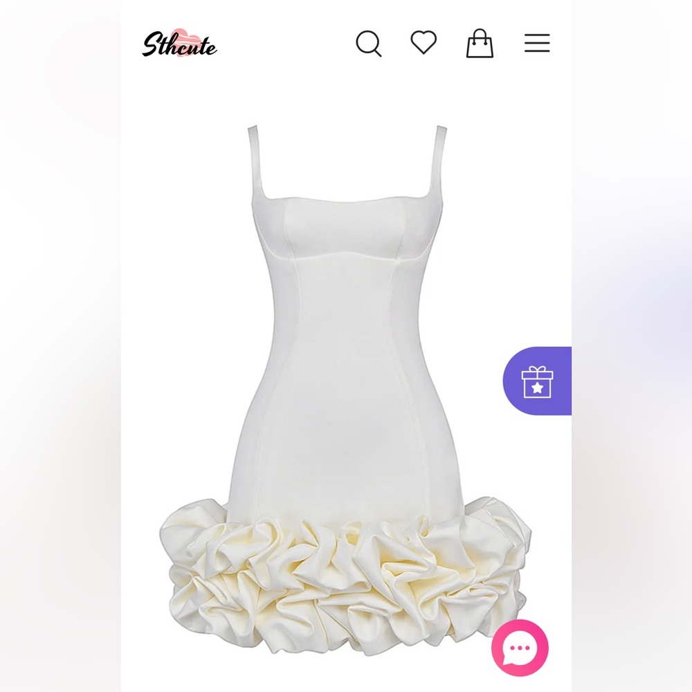 Ruffle hem white mini dress size small - Picture 2 of 8